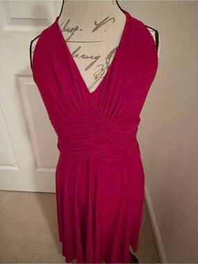Jones New York One-Shoulder Fuchsia Ruched Waist Cocktail Dress